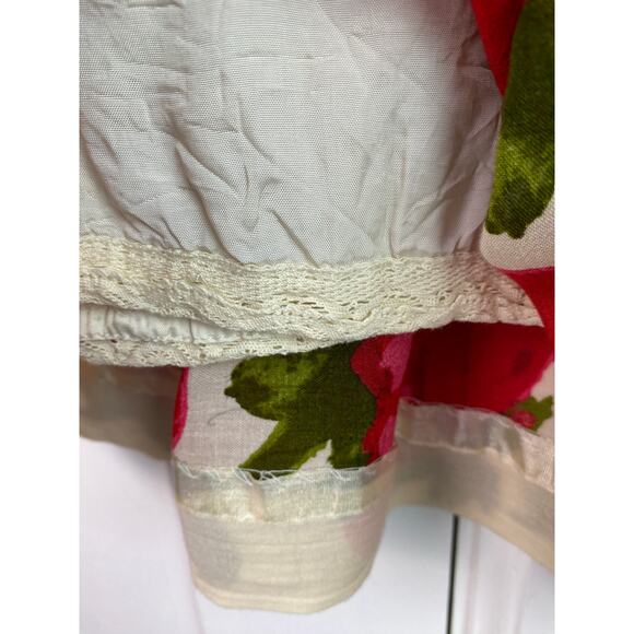 We Vera Women's Size 2 Cream Green Red Floral Strapless Lined A-Line Dress - Picture 8 of 10